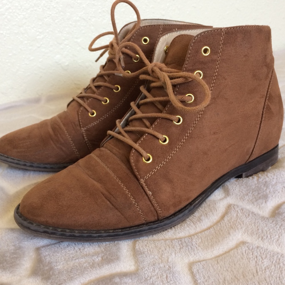 Forever 21 Lace Up CamelAnkle Boots